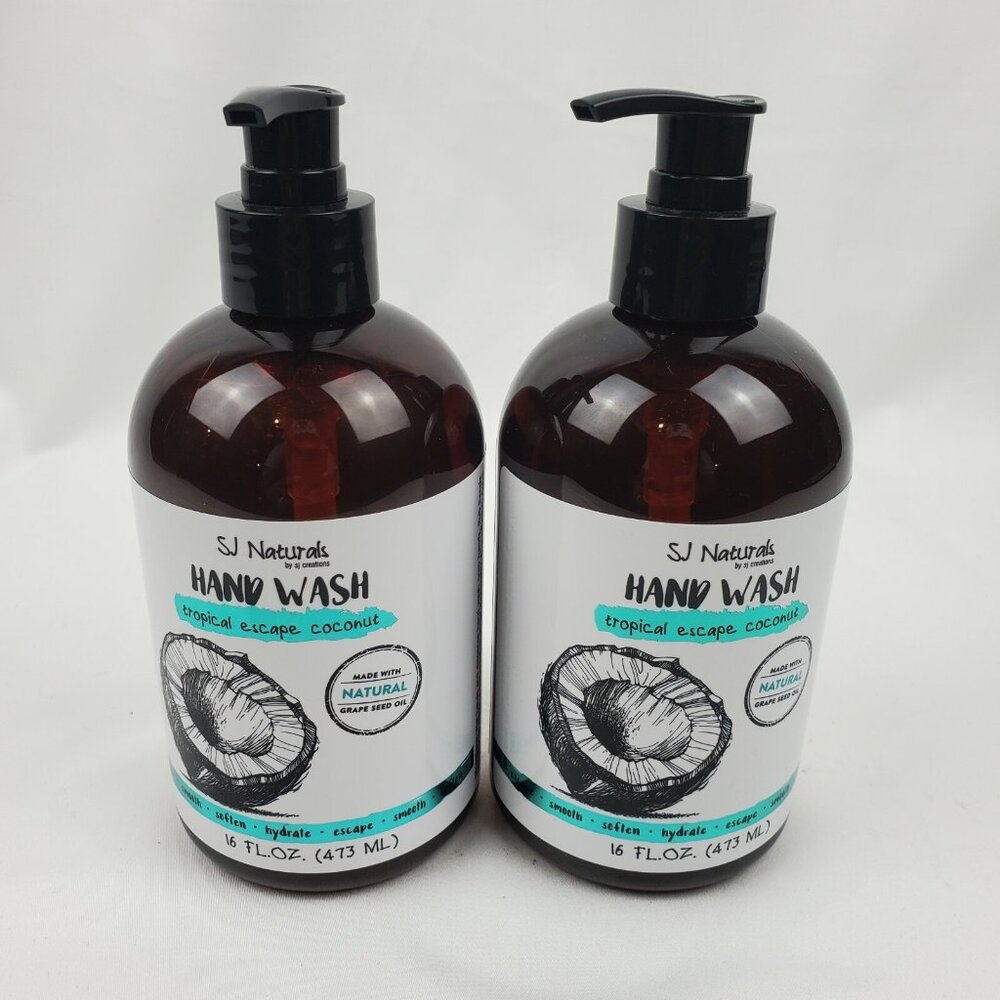 2X SJ Naturals by SJ Creations Inc Hand Wash Tropical Escape Coconut 16oz each